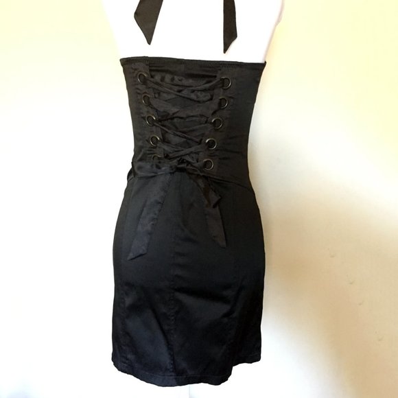 Entry Black Lace Up Corset Halter Dress Small - Picture 2 of 9